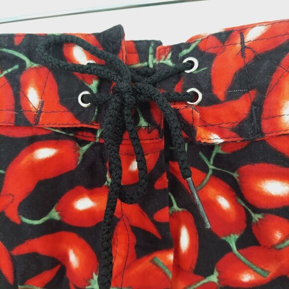 Womens Shorts Swim Board Short size 7 Chili Pepper Print Cotton Pocket - Picture 3 of 12